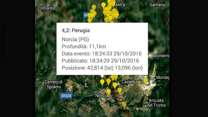 Scossa di intensità 4.2 Richter a Norcia, Siciliani, repliche previste