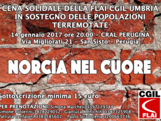 Norcia nel cuore, sabato 14 gennaio a Perugia la cena di solidarietà