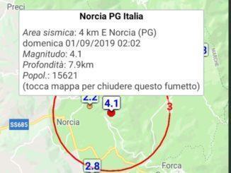 Terremoto a Norcia, nella notte scossa di magnitudo 4.1