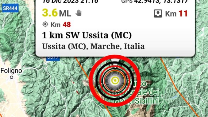 Scossa di Terremoto a Ussita, paura e apprensione nel cuore dei Monti Sibillini
