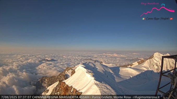 Le webcam sul Monte Rosa offrono viste spettacolari